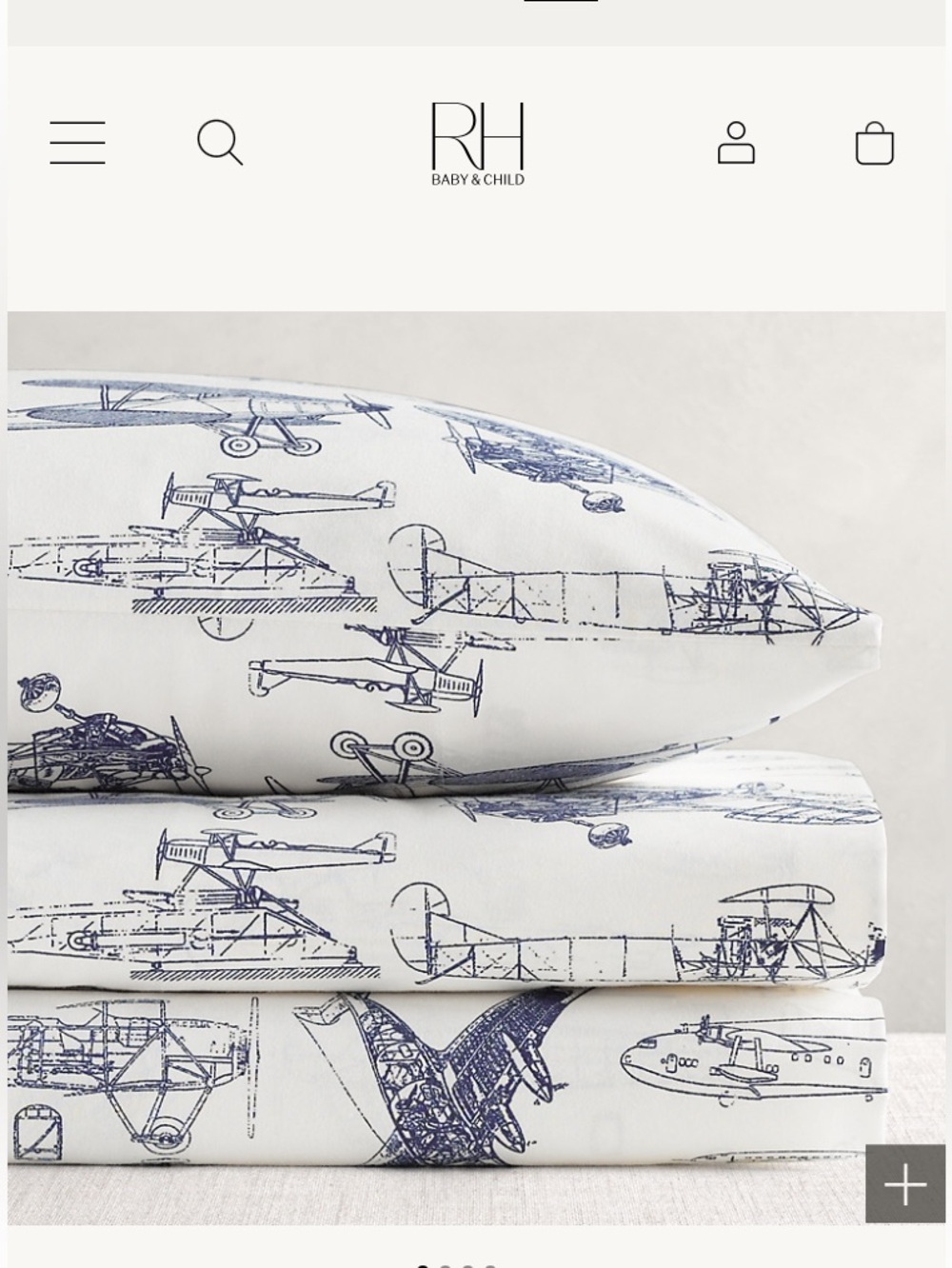Restoration Hardware Baby And Child Vintage Airplane Blueprint Crib Sheet Set